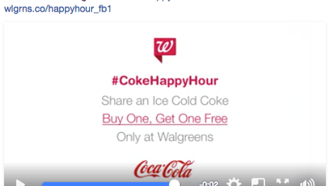 Walgreens Coca-Cola '#CokeHappyHour' Facebook Update